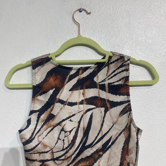 Adrienne Landau Spice Tiger Print Sleeveless Blouse Sz s - Picture 6 of 10